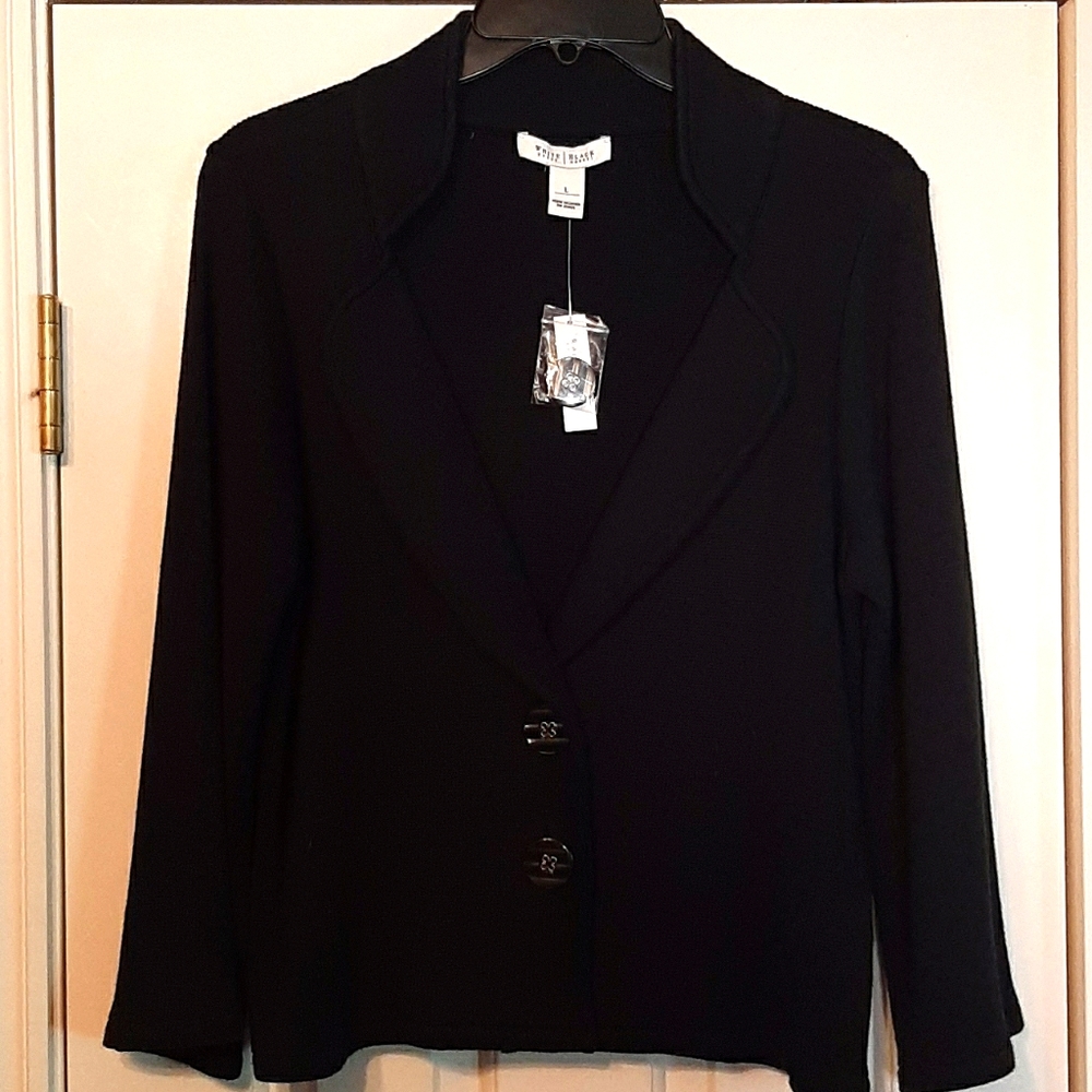 WHBM NWT Black Knit Sweater Jacket L